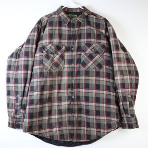 Ozark Trail Mens Plaid Quilted Lined Insulated Flannel Jacket Black Red XLT‎